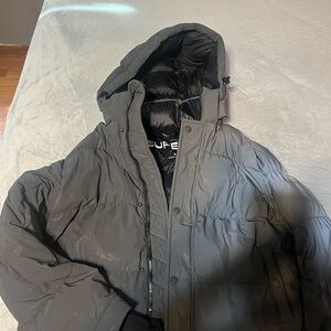 Aritzia charcoal superpuff reflective